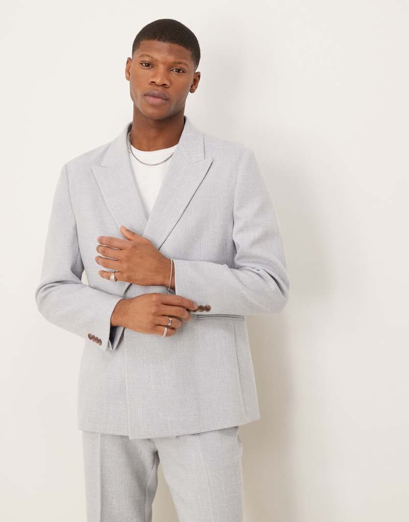 ASOS DESIGN slouchy regular suit jacket in light gray linen look  Asos Design