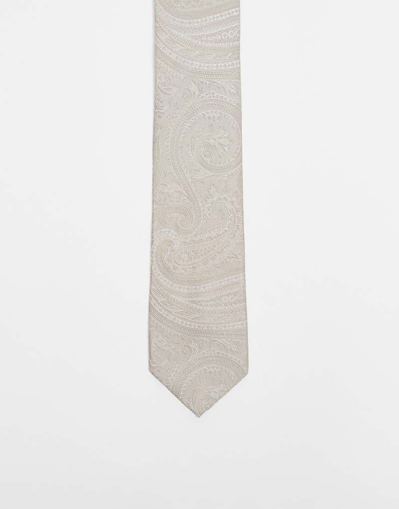 ASOS DESIGN paisley print tie in neutral Asos Design