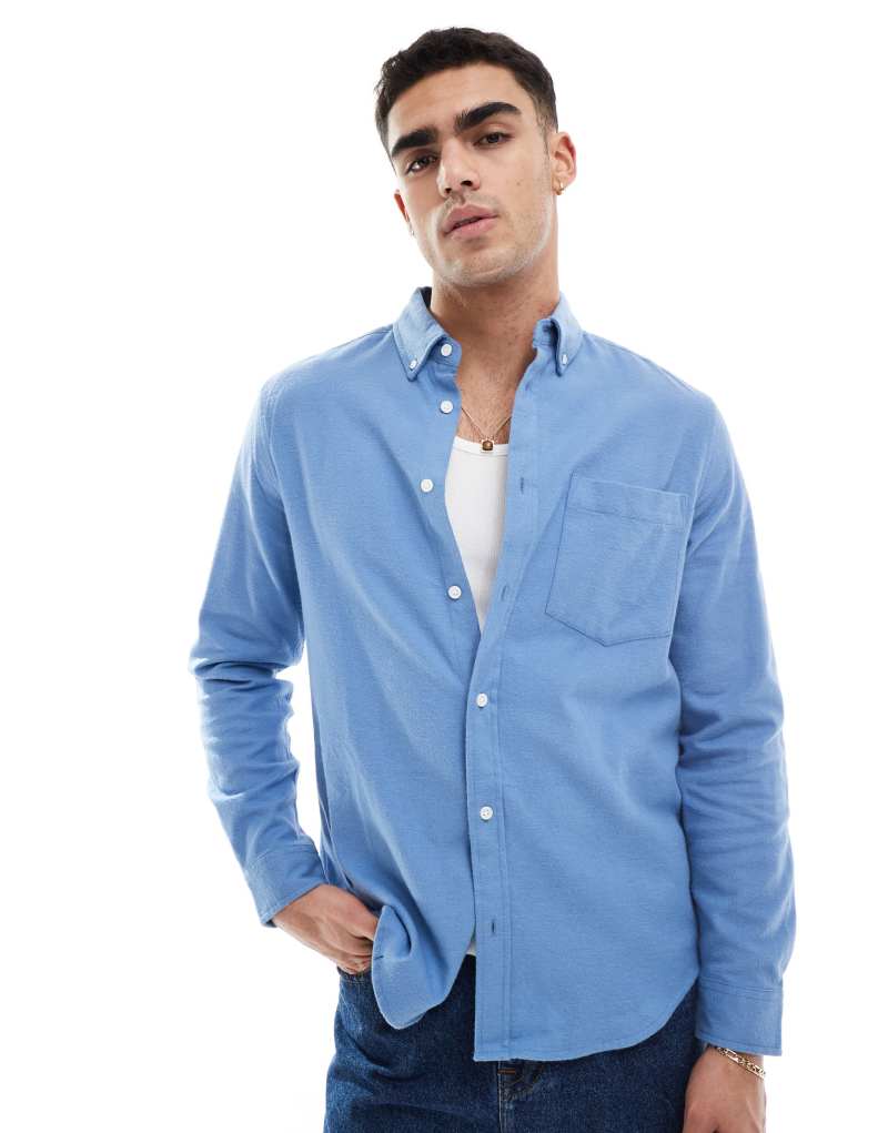 ASOS DESIGN brushed oxford shirt in blue Asos Design