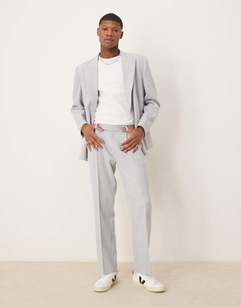 ASOS DESIGN straight leg suit pants in light gray linen look Asos Design