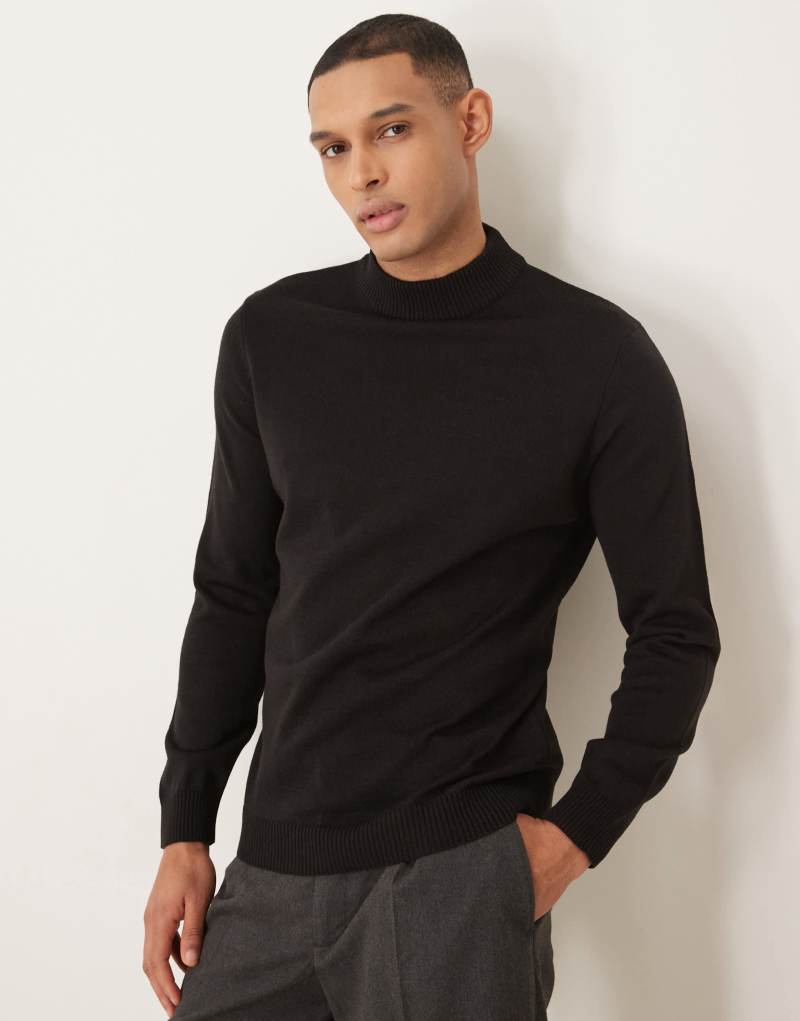 ASOS DESIGN knitted turtleneck sweater in black Asos Design