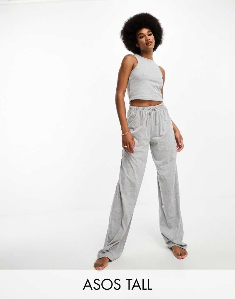 ASOS DESIGN Tall mix & match cotton pajama pants in gray heather ASOS Tall