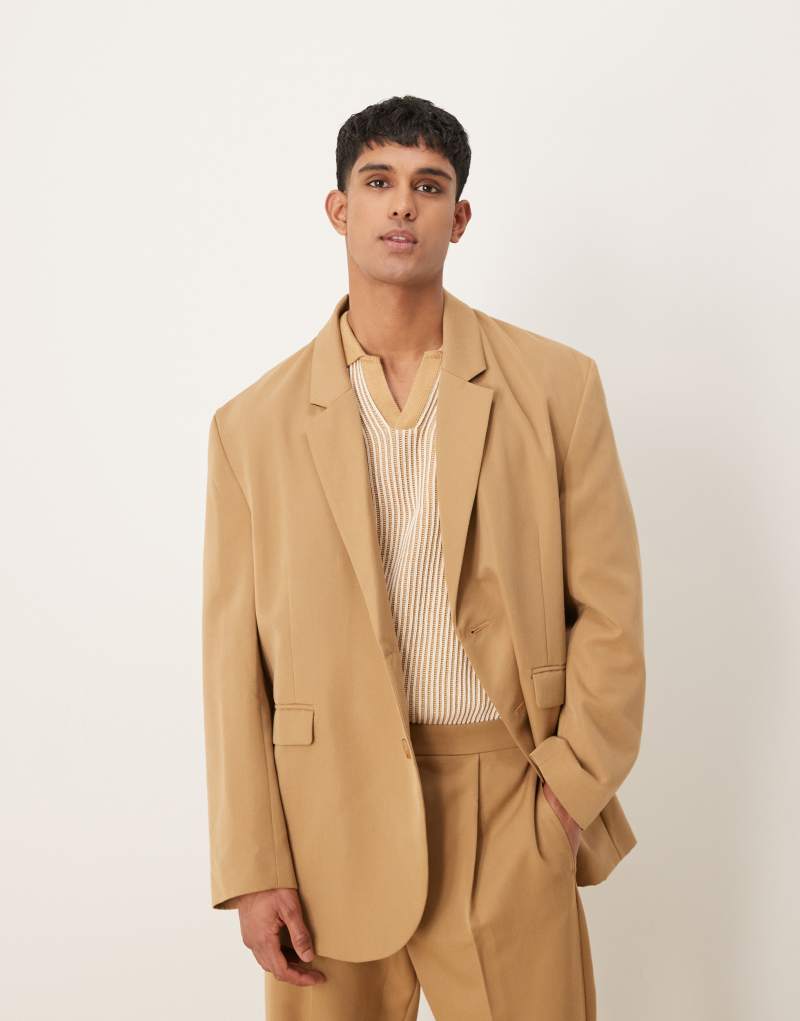 ASOS DESIGN slouchy oversized suit jacket in camel Asos Design