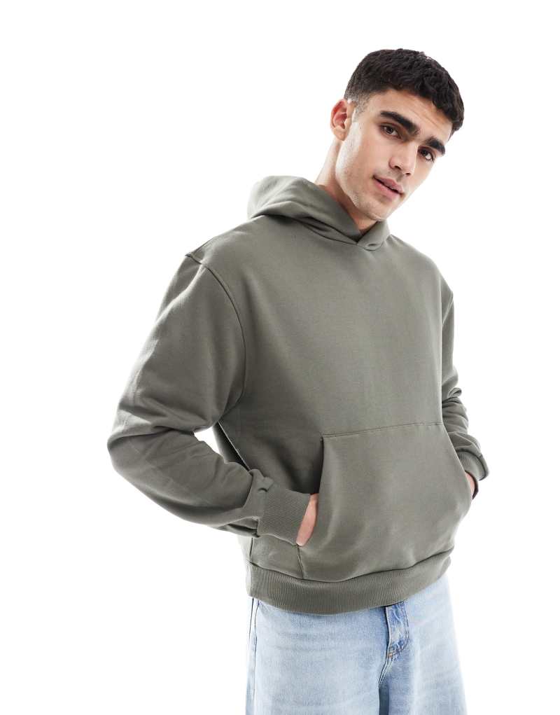 ASOS DESIGN premium heavyweight boxy oversized hoodie 400gsm in mid green Asos Design