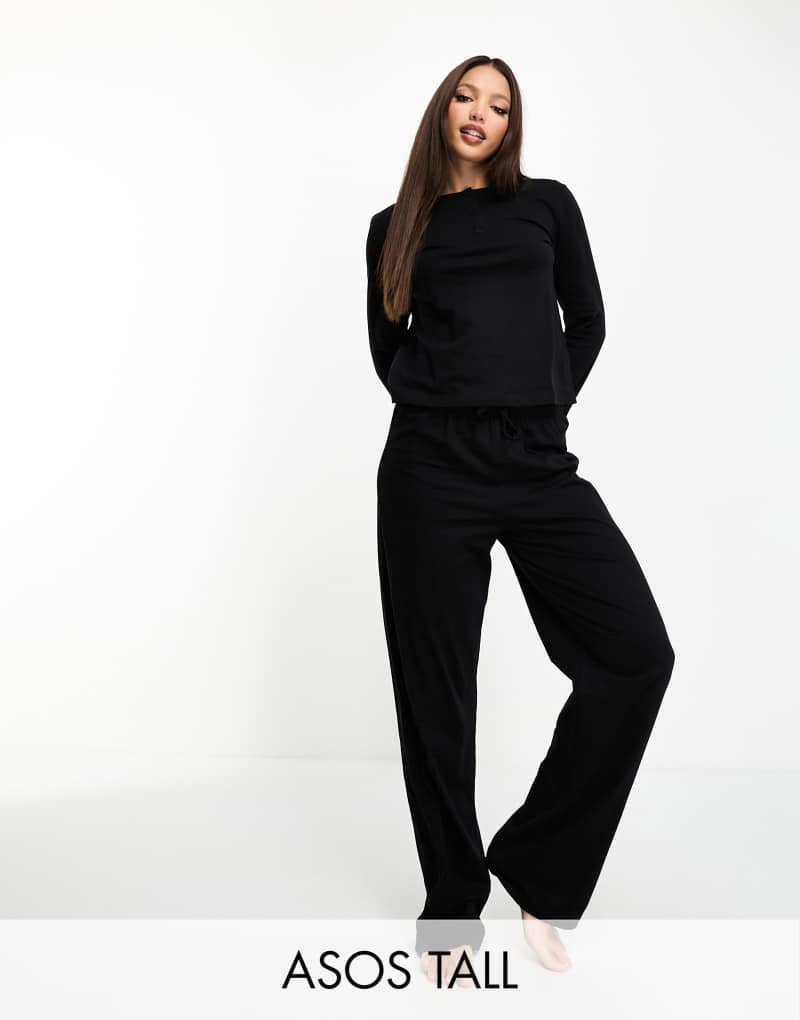 ASOS DESIGN Tall mix & match cotton pajama pants in black ASOS Tall