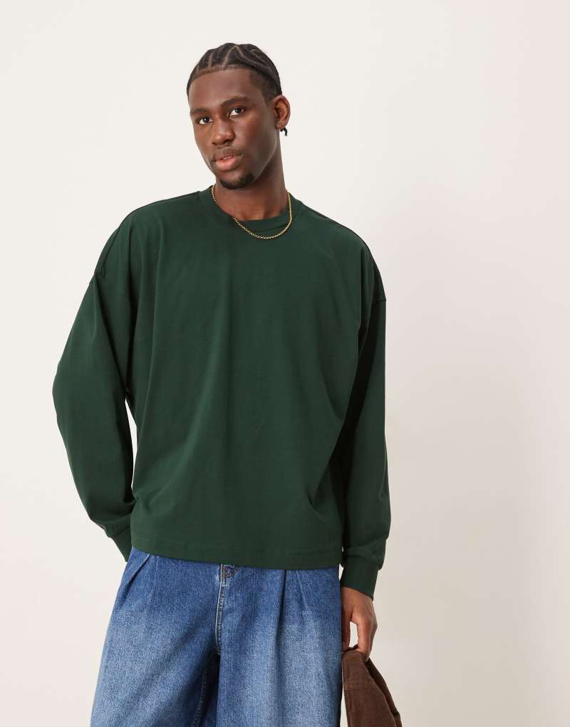 ASOS DESIGN oversized long sleeve t-shirt in green Asos Design