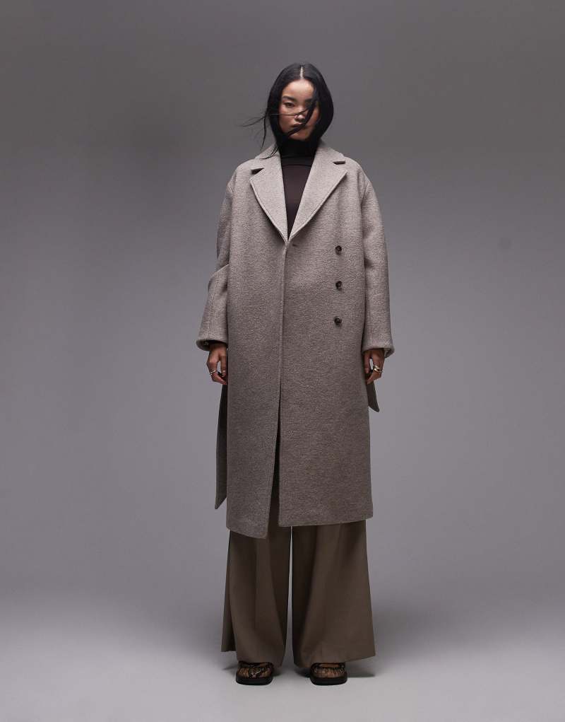 & Other Stories belted wool coat in mole & Other Stories