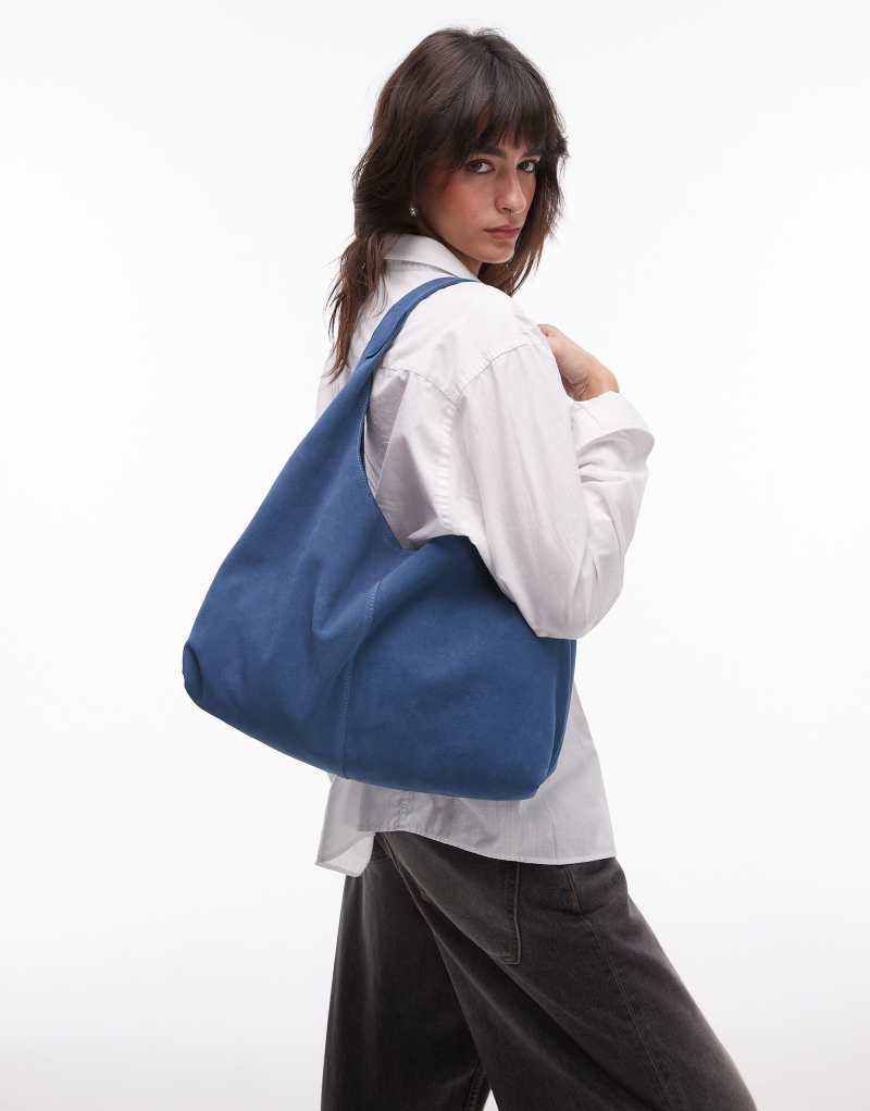 & Other Stories large suede tote in blue & Other Stories