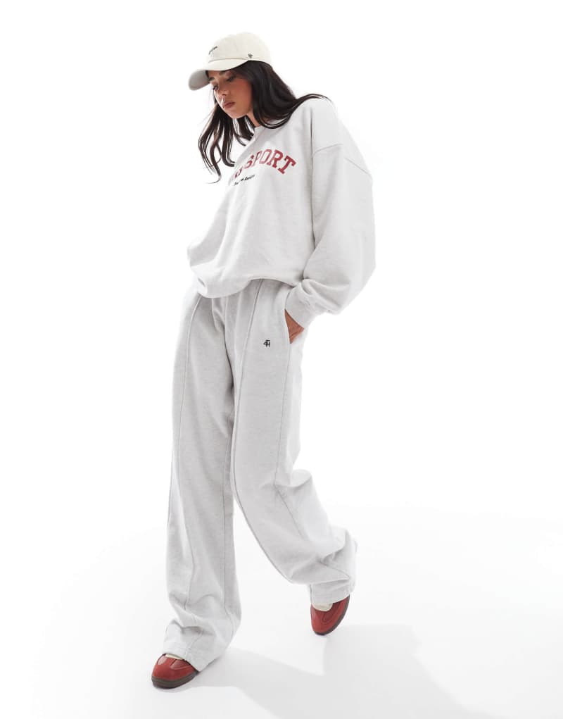 4th & Reckless wide leg sweatpants in light gray - part of a set  4Th & Reckless