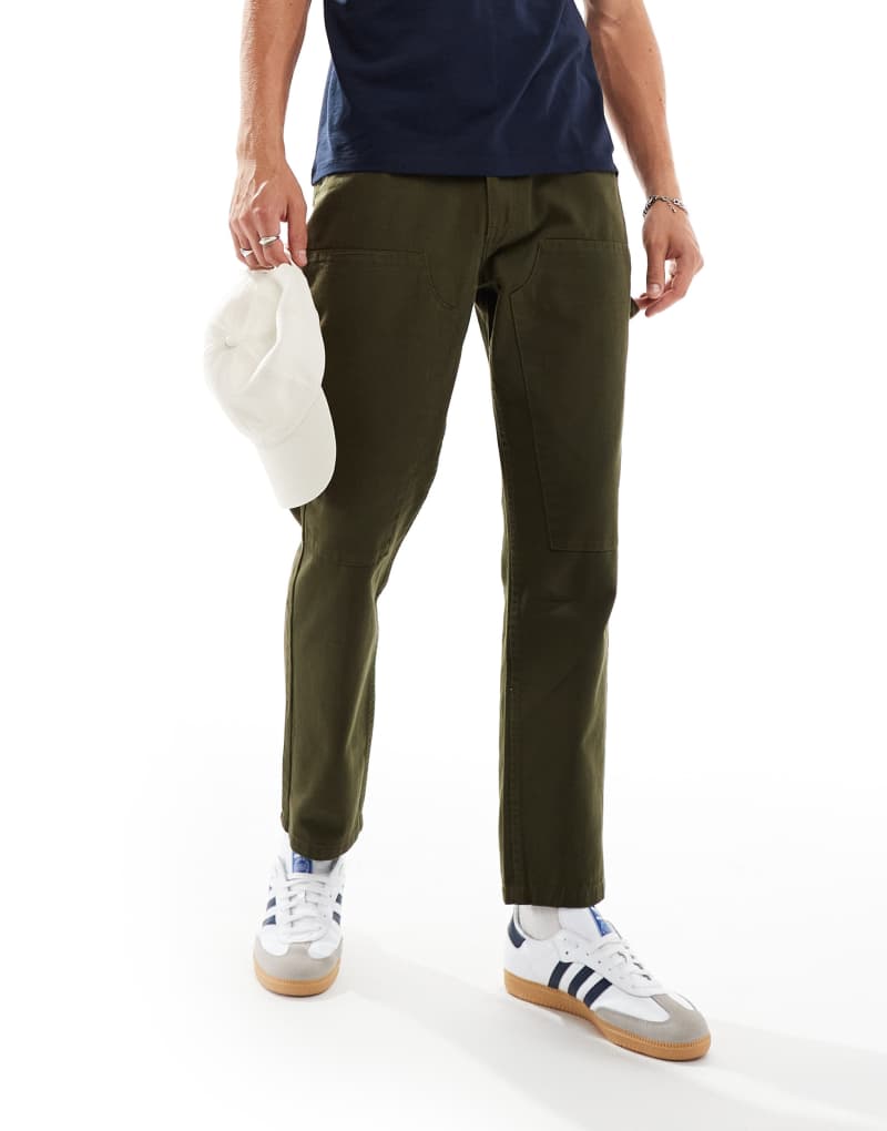 Another Influence relaxed straight leg carpenter pants in dark green Another Influence