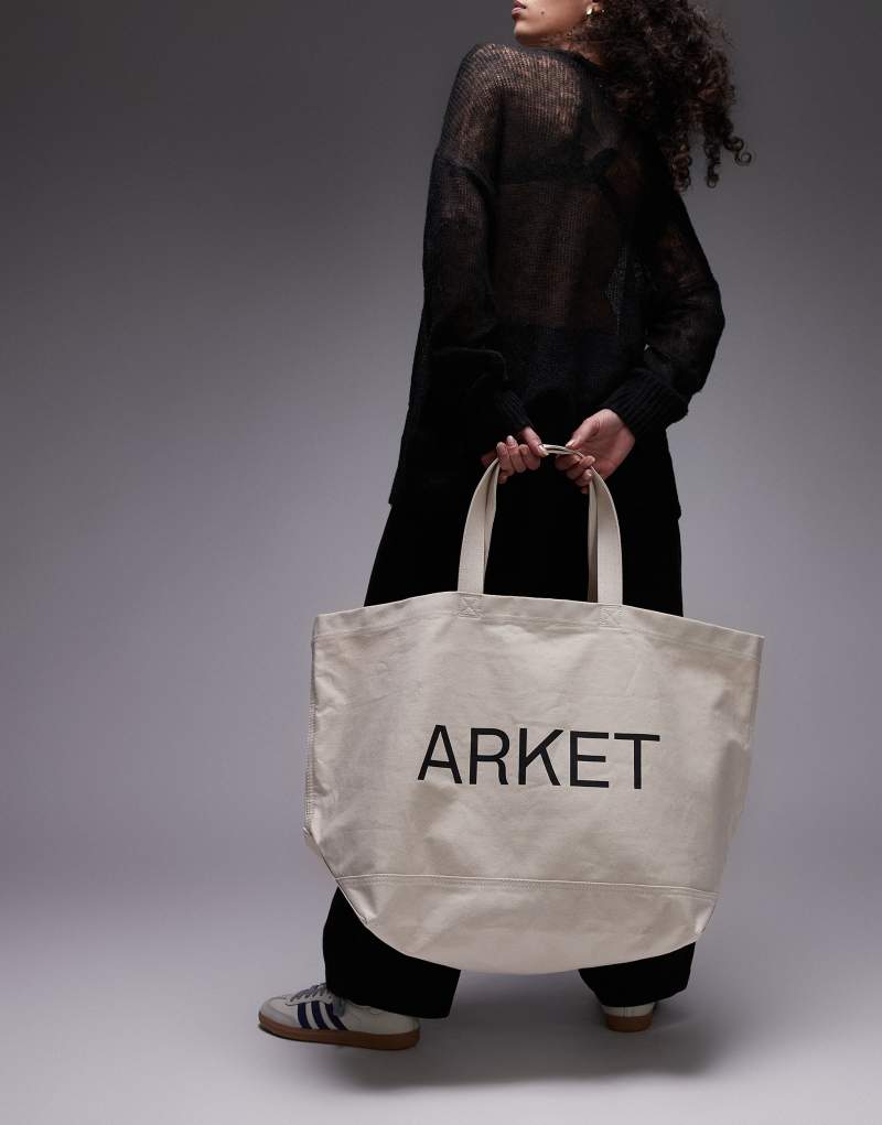 ARKET oversized canvas tote bag in off white Arket