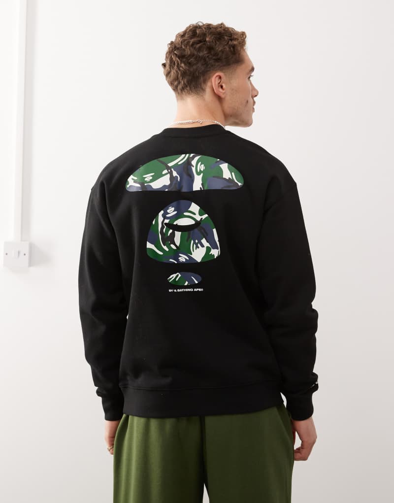 Aape By A Bathing Ape logo basic sweatshirt with camo backprint in black Aape By A Bathing Ape®