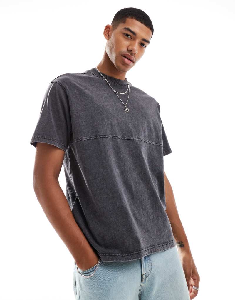 Another Influence seam detail acid wash oversized t-shirt in black Another Influence