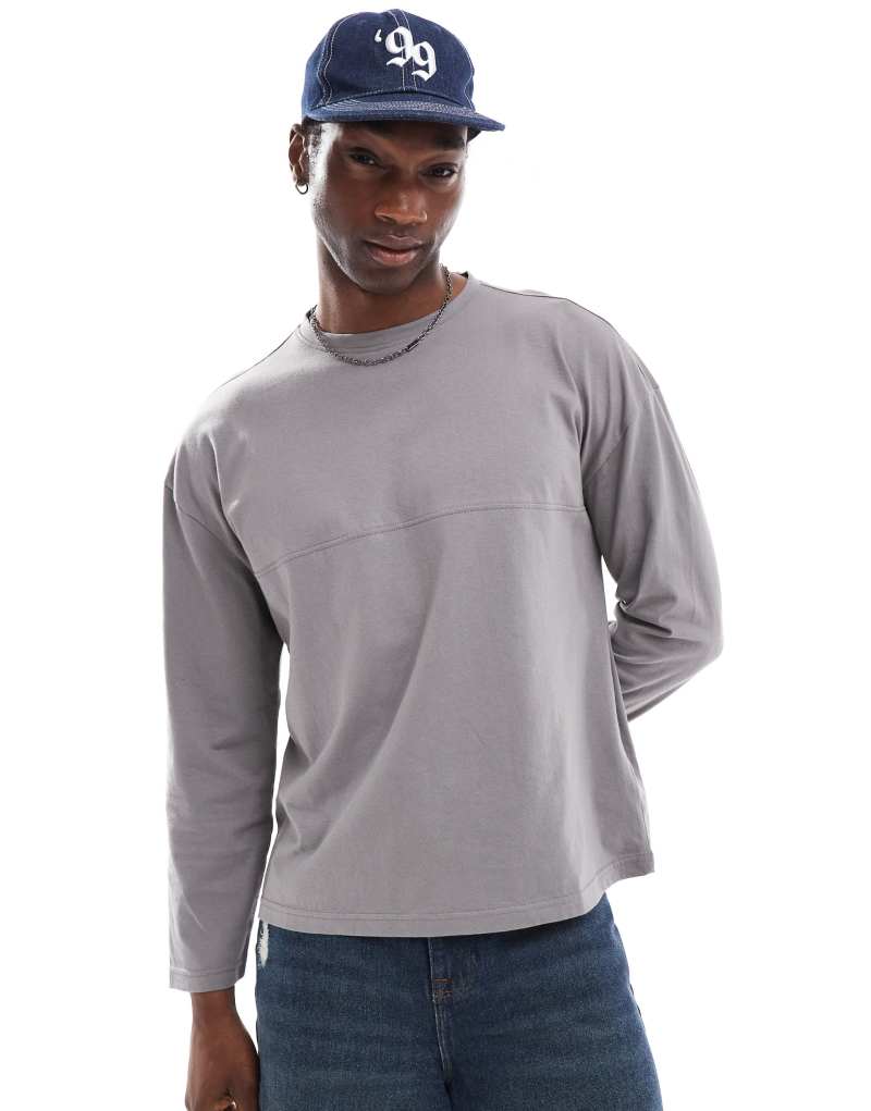 Another Influence seam detail loose fit long sleeve T-shirt in gray Another Influence