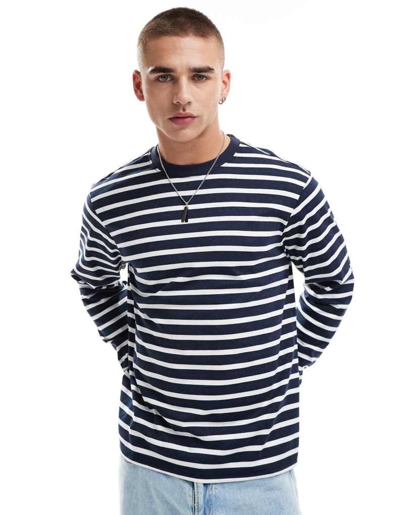 Another Influence relaxed fit striped t-shirt in navy Another Influence