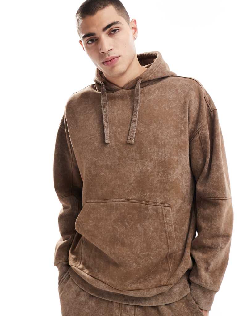 Another Influence acid wash hoodie in brown Another Influence