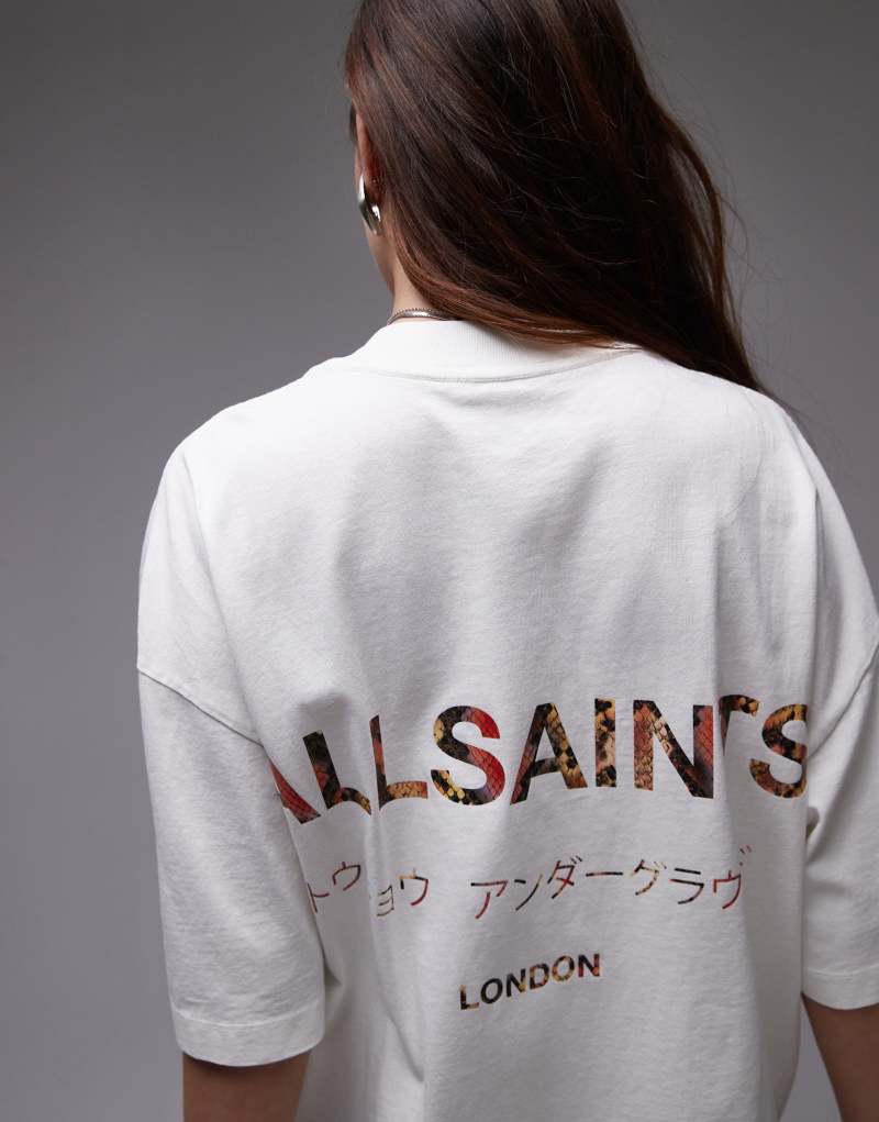 AllSaints Underground oversized t-shirt in white snake AllSaints