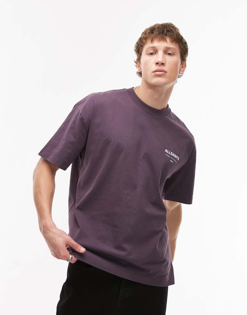 AllSaints Underground oversized t-shirt in cosmic purple AllSaints