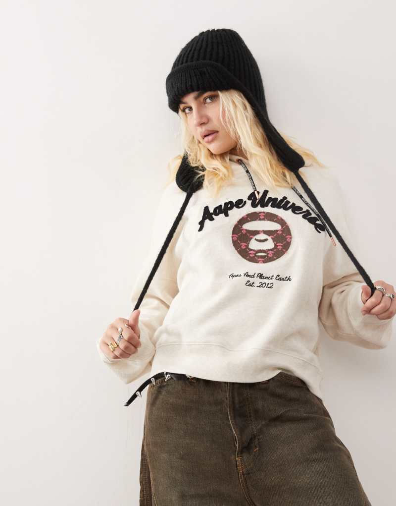 Aape By A Bathing Ape logo hoodie in ivory Aape By A Bathing Ape®