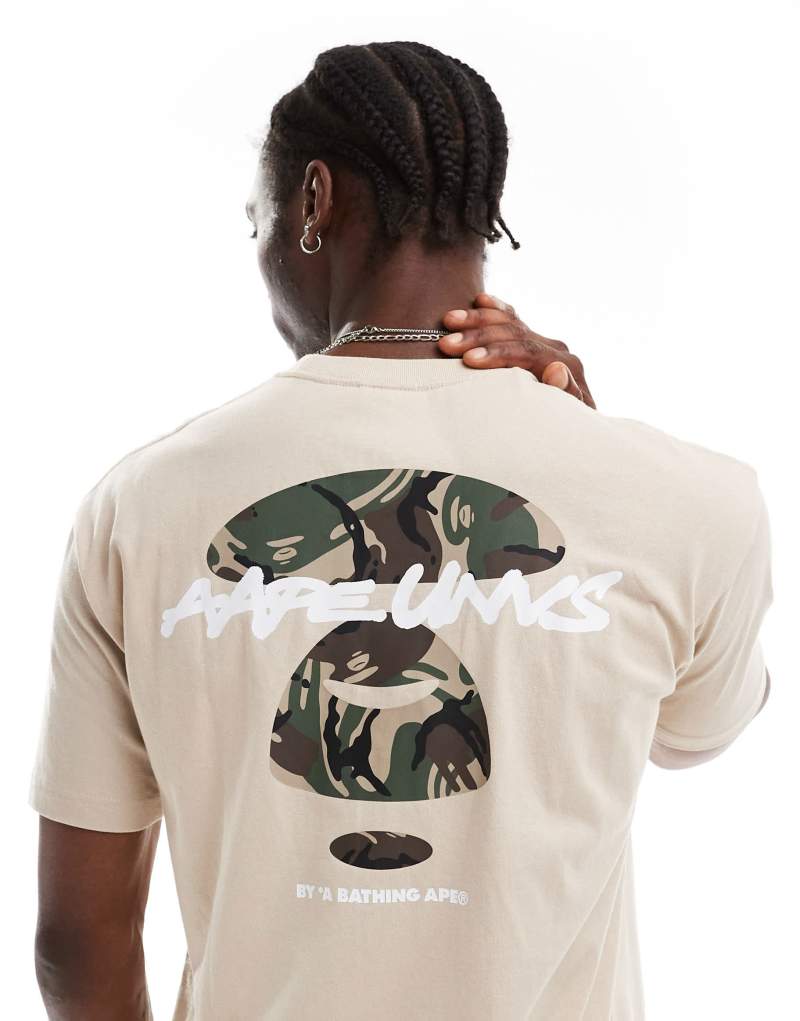 Aape By A Bathing Ape logo t-shirt with camo back print in beige Aape By A Bathing Ape®