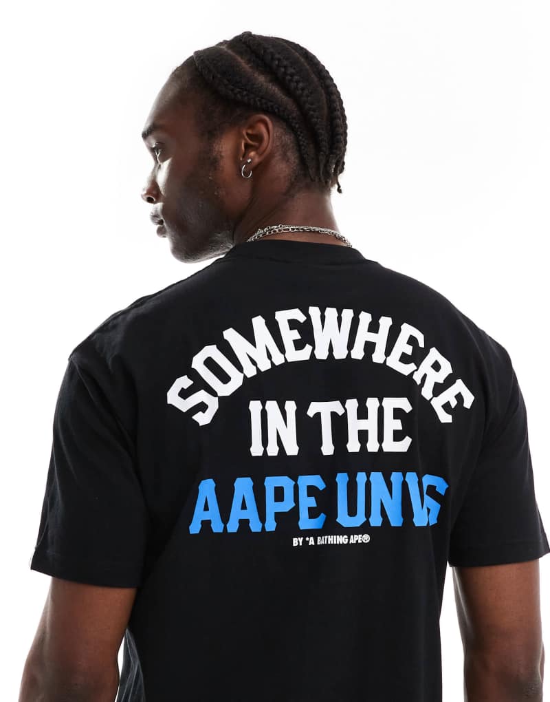 Aape By A Bathing Ape logo somewhere t-shirt with camo back print in black Aape By A Bathing Ape®