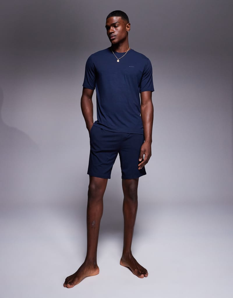 BOSS Bodywear bamboo mix t-shirt and shorts set regular fit in navy Boss