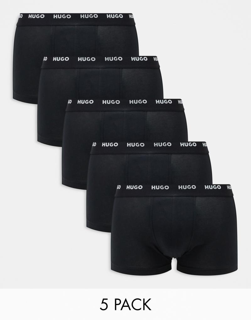 HUGO Bodywear 5 pack boxer briefs in black Boss