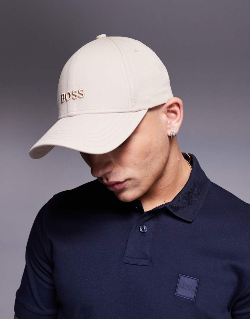 Boss Zed logo baseball cap in light beige BOSS Orange