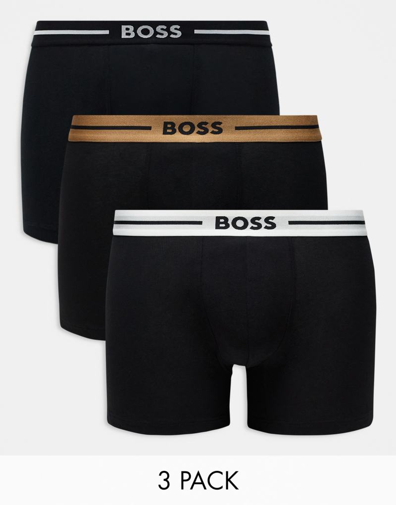 BOSS Bodywear 3 pack bold boxer briefs in black Boss