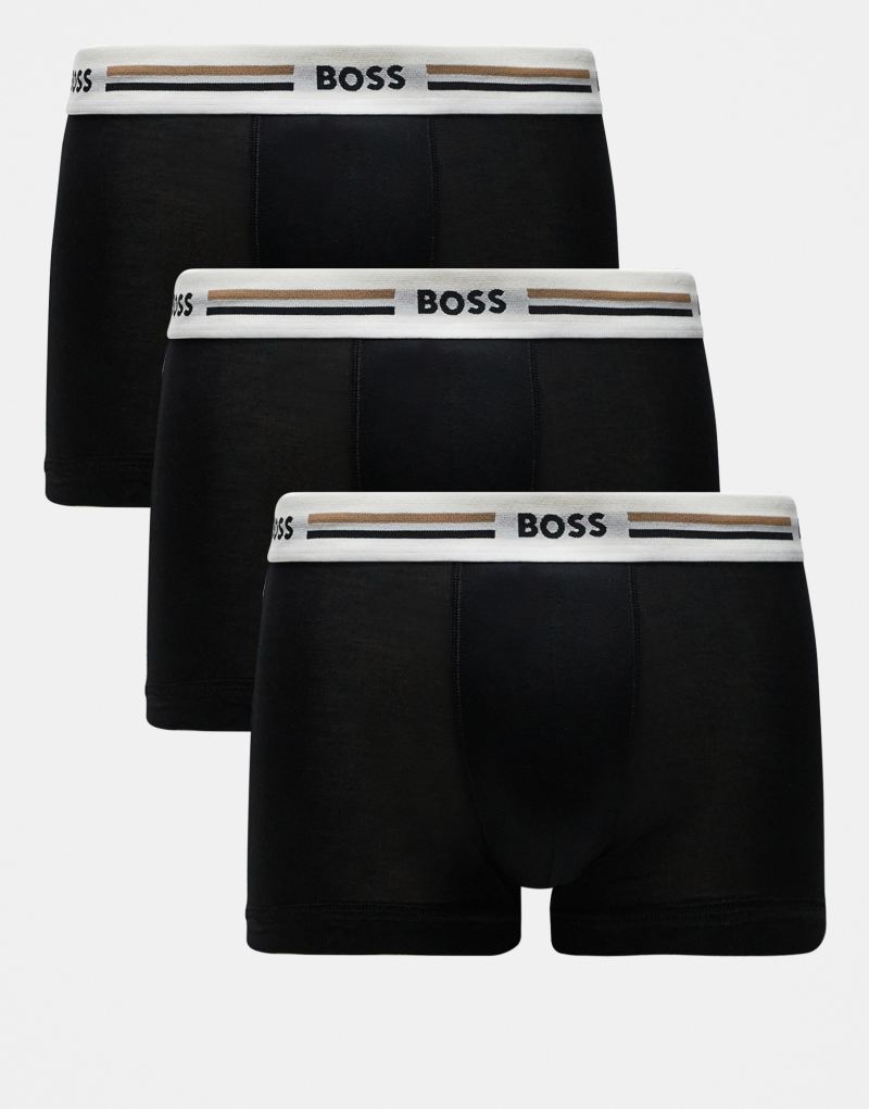 BOSS Bodywear 3 pack revive trunks in black Boss