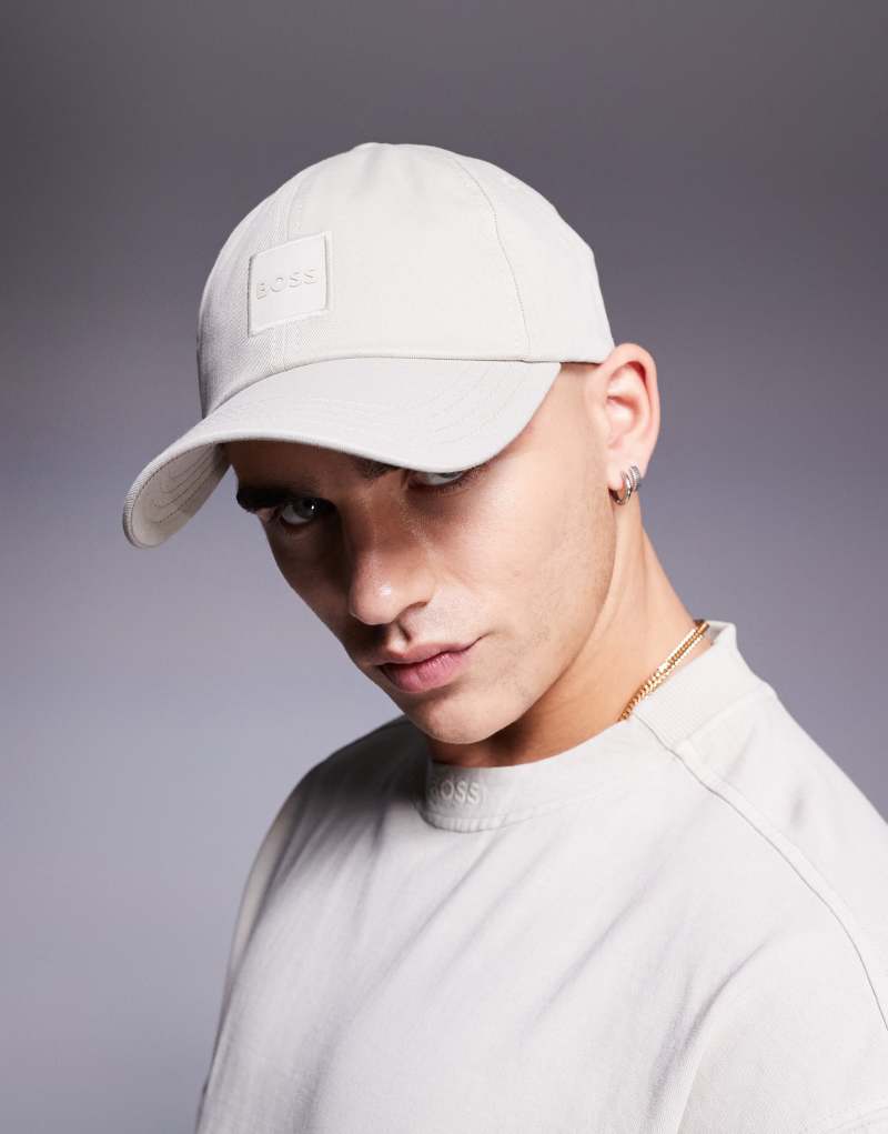 Boss Derrel tonal logo baseball cap in light beige BOSS Orange