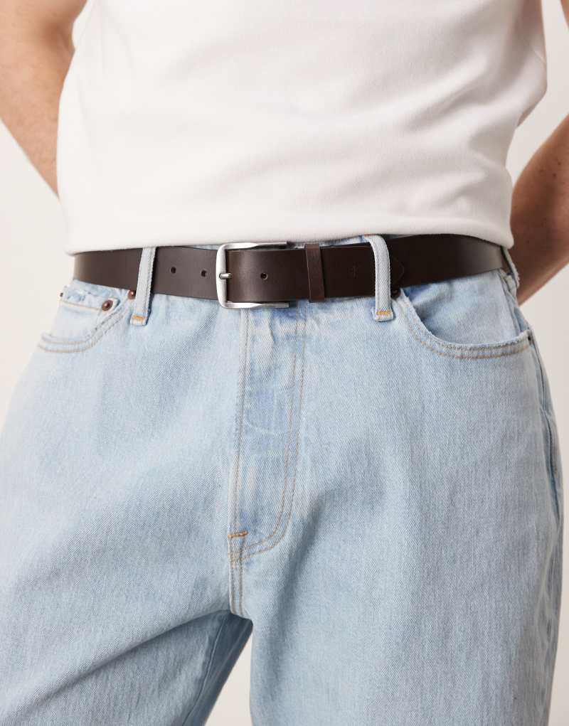 Calvin Klein Jeans classic leather belt in brown Calvin Klein