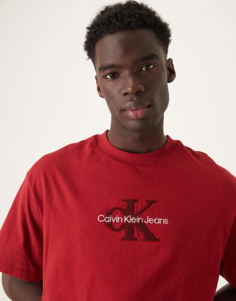 Calvin Klein Jeans archive logo t-shirt in red Calvin Klein