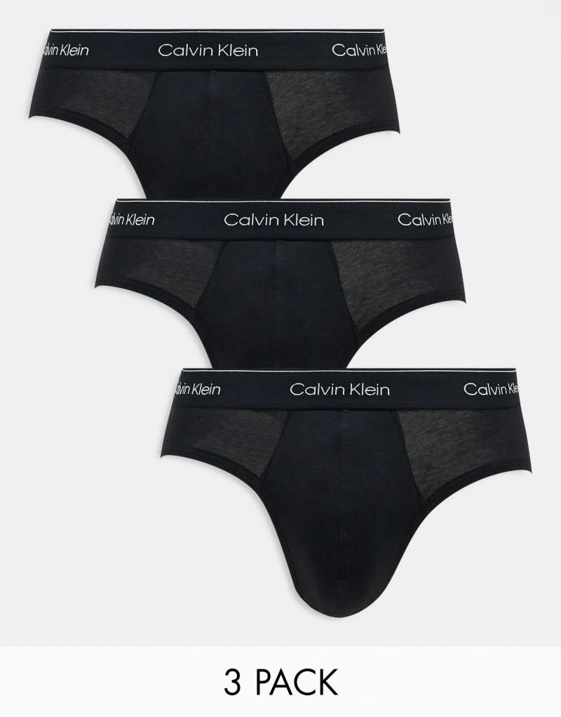 Calvin Klein Modern Cotton 3-pack hip briefs in black Calvin Klein