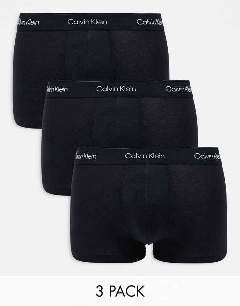 Комплект из трех трусов Calvin Klein Modern Cotton с черной эластичной резинкой и облегающим кроем Calvin Klein