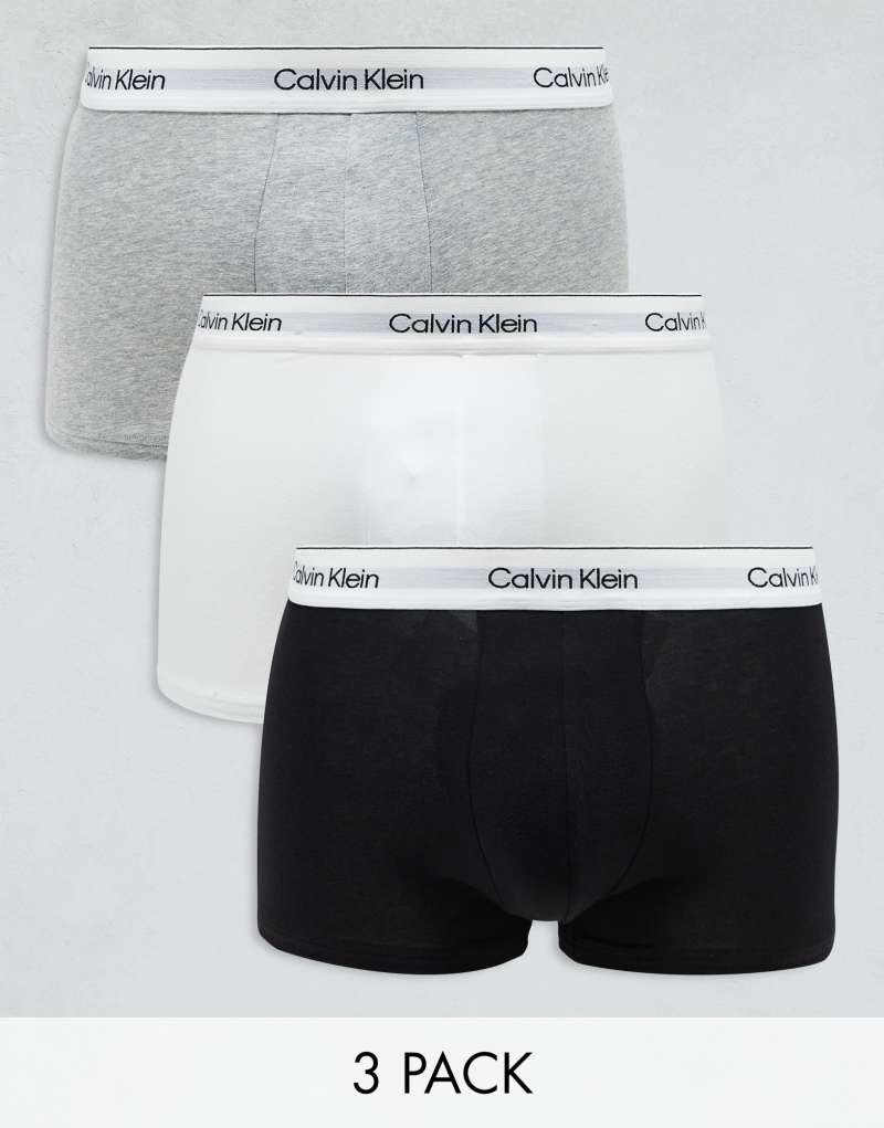 Calvin Klein Modern Cotton 3 pack trunk in black/gray/white Calvin Klein