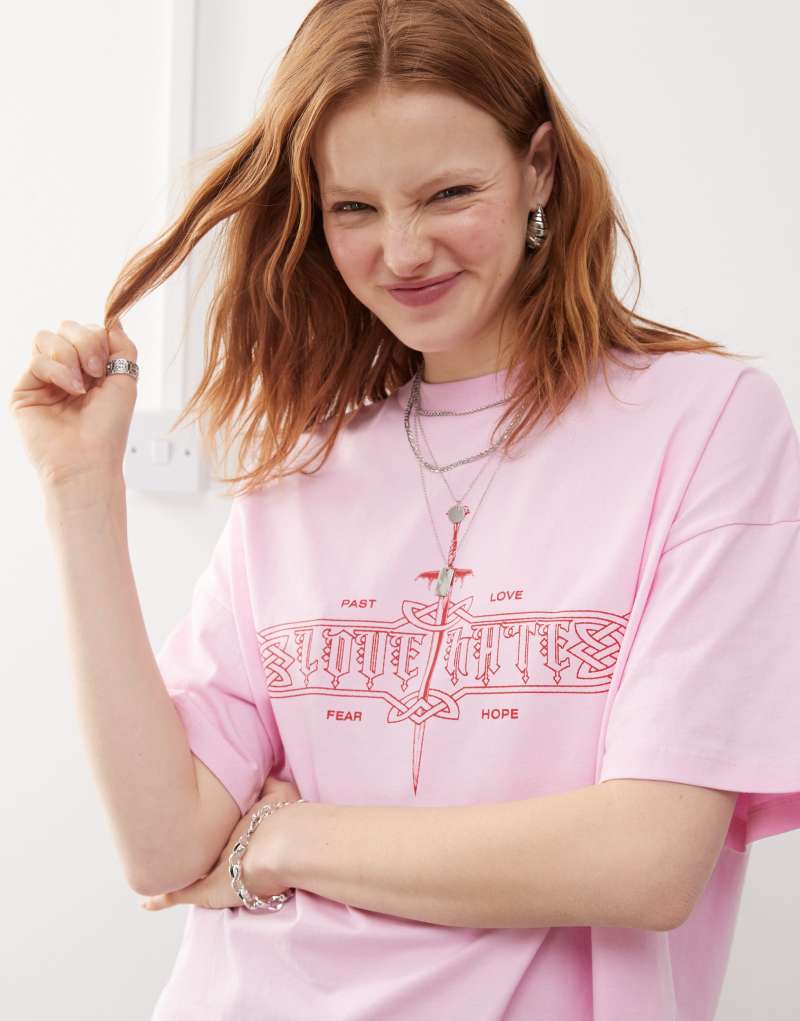 COLLUSION print tee in pink Collusion