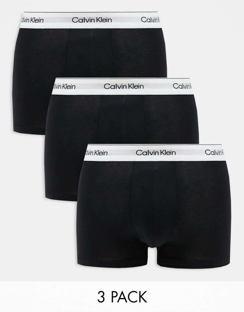 Calvin Klein Modern Cotton 3 pack trunk in black Calvin Klein