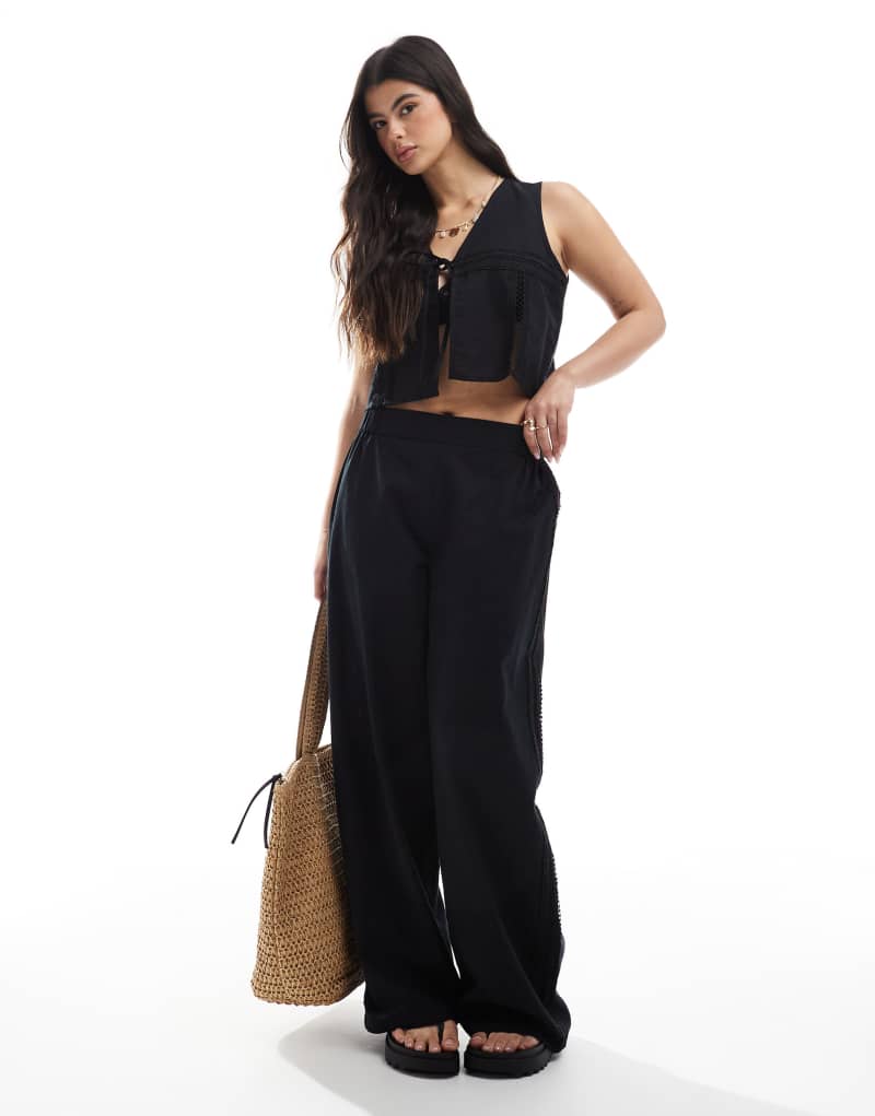 Esmee Exclusive beach pants set in black Esmée