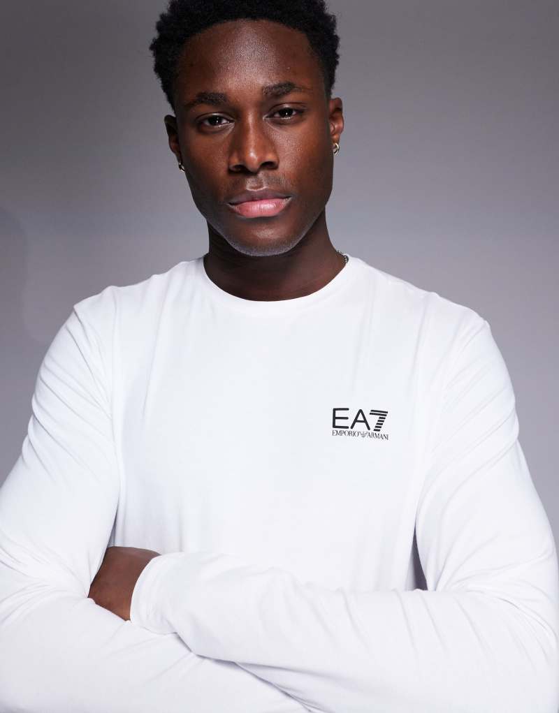 Armani EA7 long sleeve logo t-shirt in white EA7 Emporio Armani