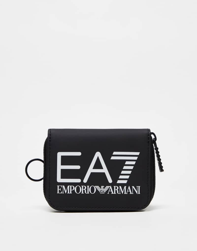 Armani EA7 logo zip around wallet in black/white EA7 Emporio Armani