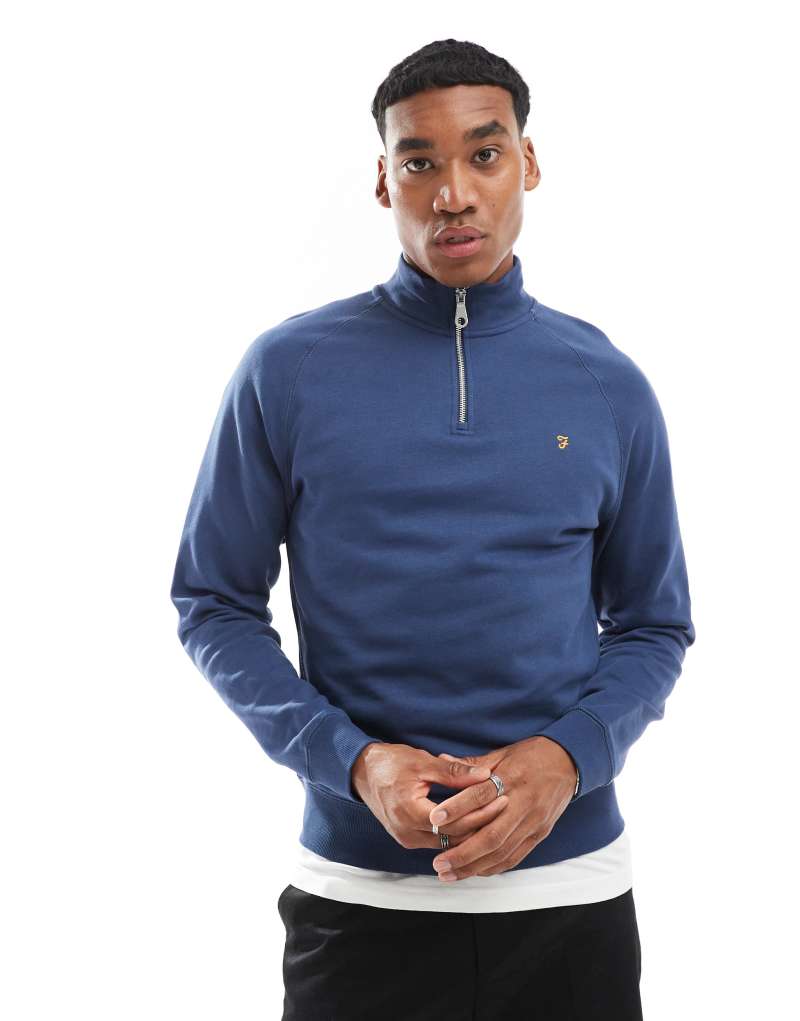 Farah jim half zip sweatshirt in blue Farah