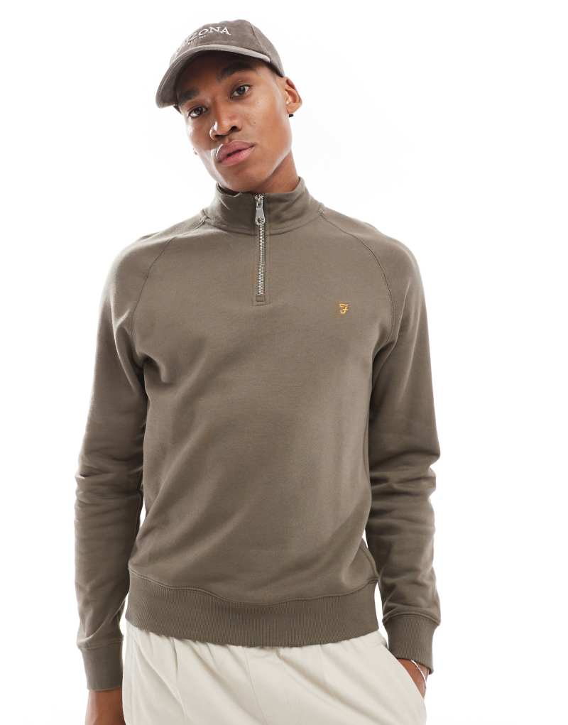 Farah jim half zip sweatshirt in mushroom gray Farah