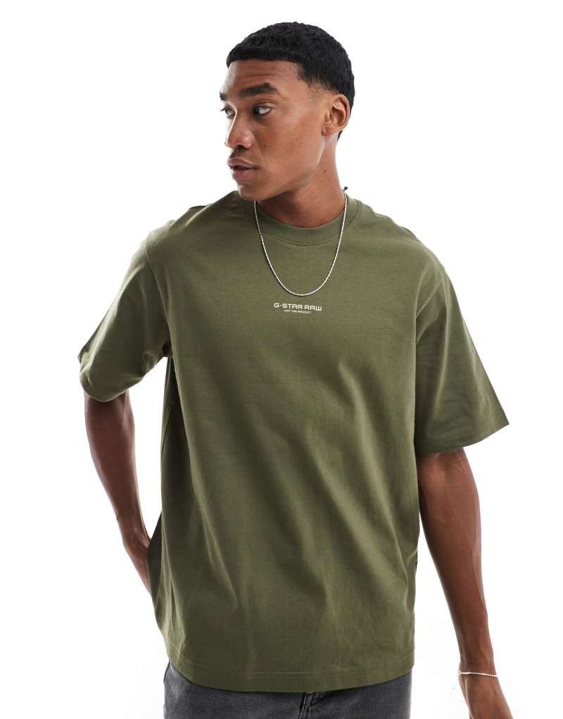 G-Star oversized t-shirt in dark green with center chest logo print G-Star Raw