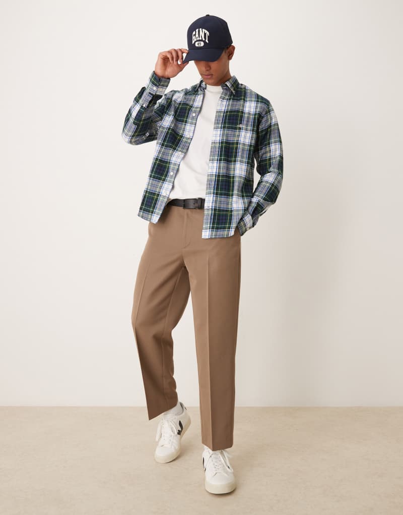 GANT regular fit plaid flannel shirt in green Gant