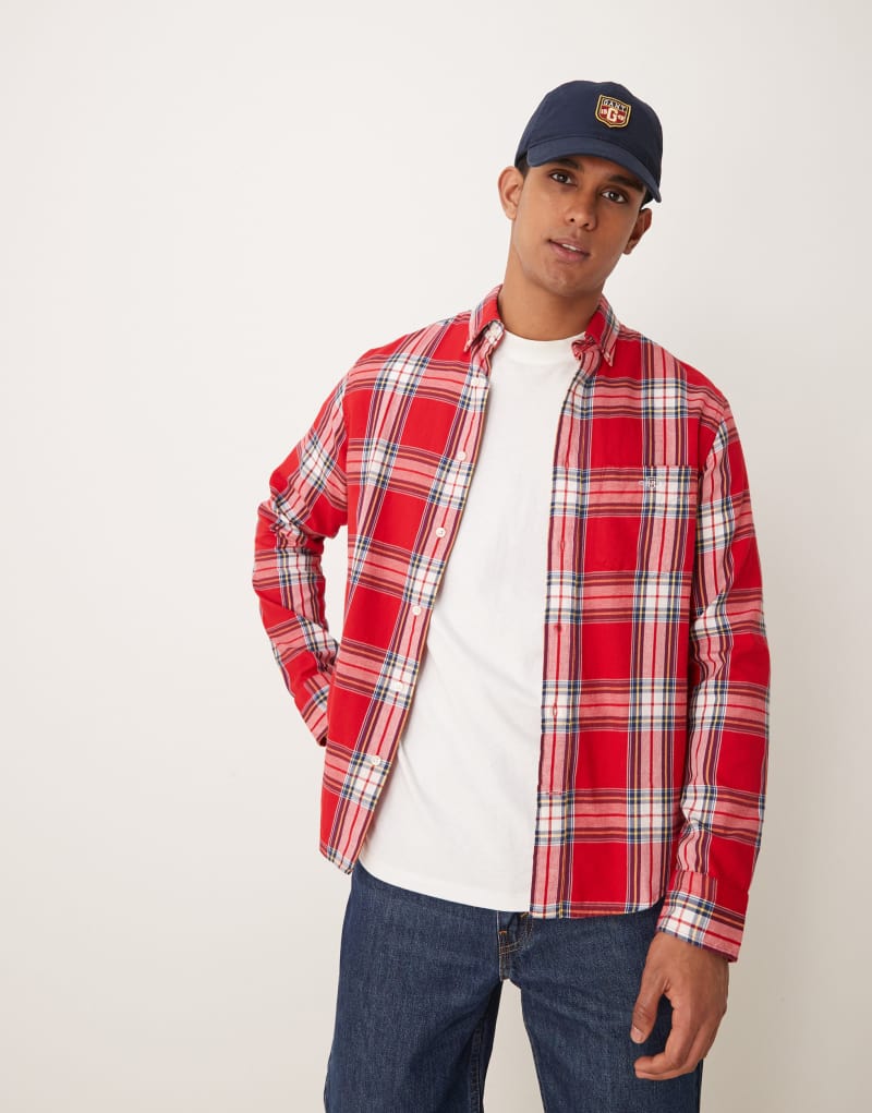 GANT regular fit plaid flannel shirt in red Gant