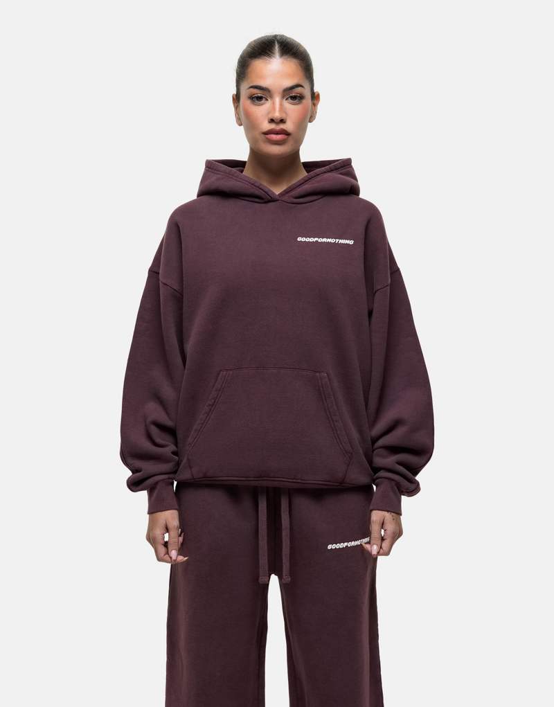 Good For Nothing core hoodie in burgundy Good For Nothing