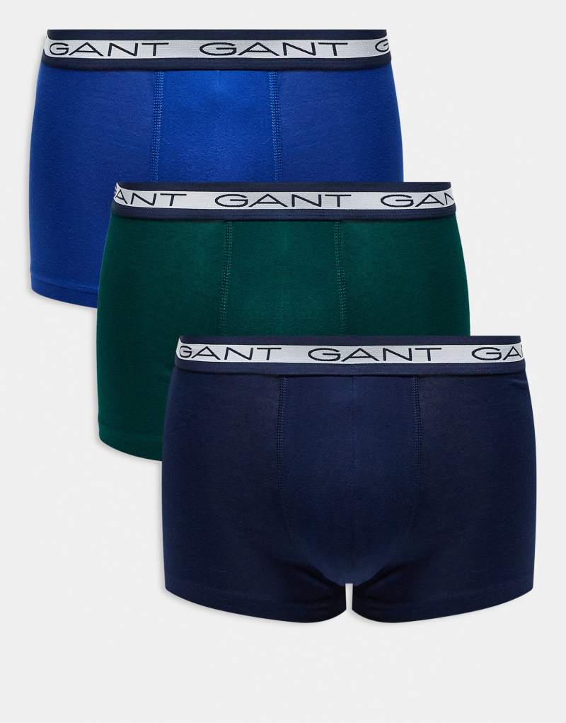 GANT 3 pack briefs with logo waistband in navy blue green Gant