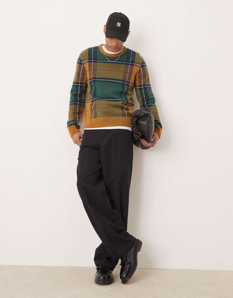 GANT knitted check sweater in green Gant