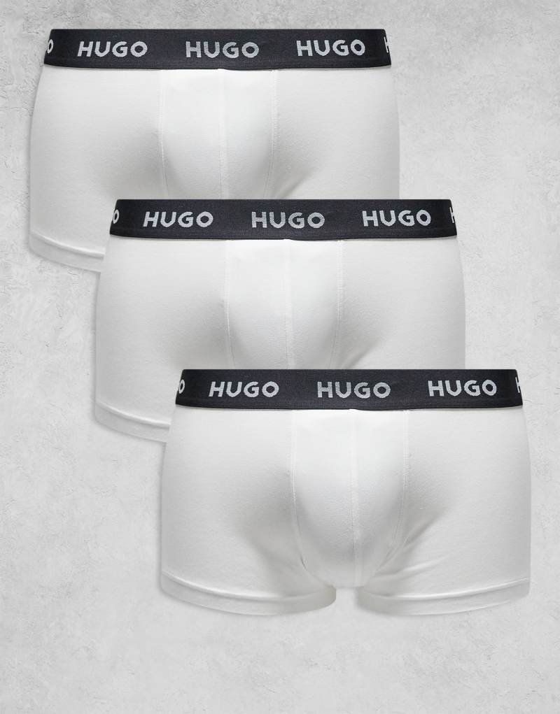 HUGO Bodywear 3-pack trunks in white with contrasting logo waistband Hugo Red